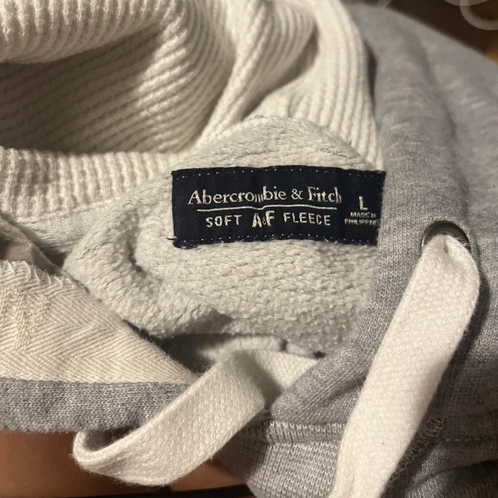 Abercrombie & Fitch Soft Gray and Cream Fleece Hoodie